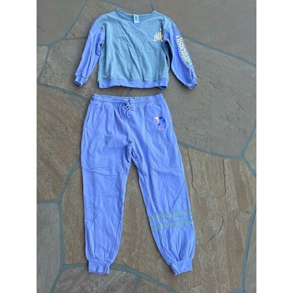 Disney Women's 2pc Pajama Set, Grey, Purple Long sleeve Soft Pants Size Large DH - Picture 1 of 4